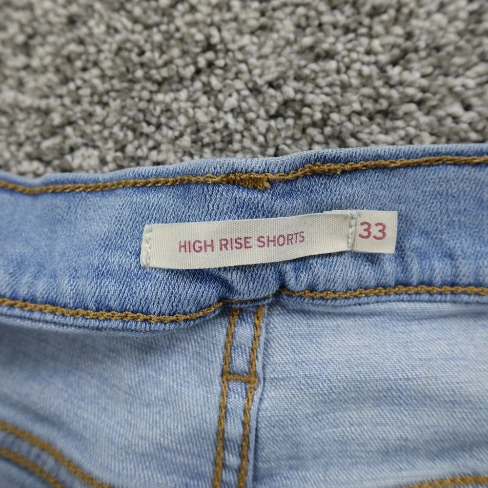 Levis Shorts Womens 33 Blue Denim Cut Off Jean Jorts High Rise Mini Micro‎ Booty
